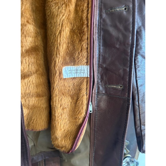 VTG Sears The Leather Shop Mens Size 42 Jacket Removable Lining Brown Buttons - Picture 7 of 13